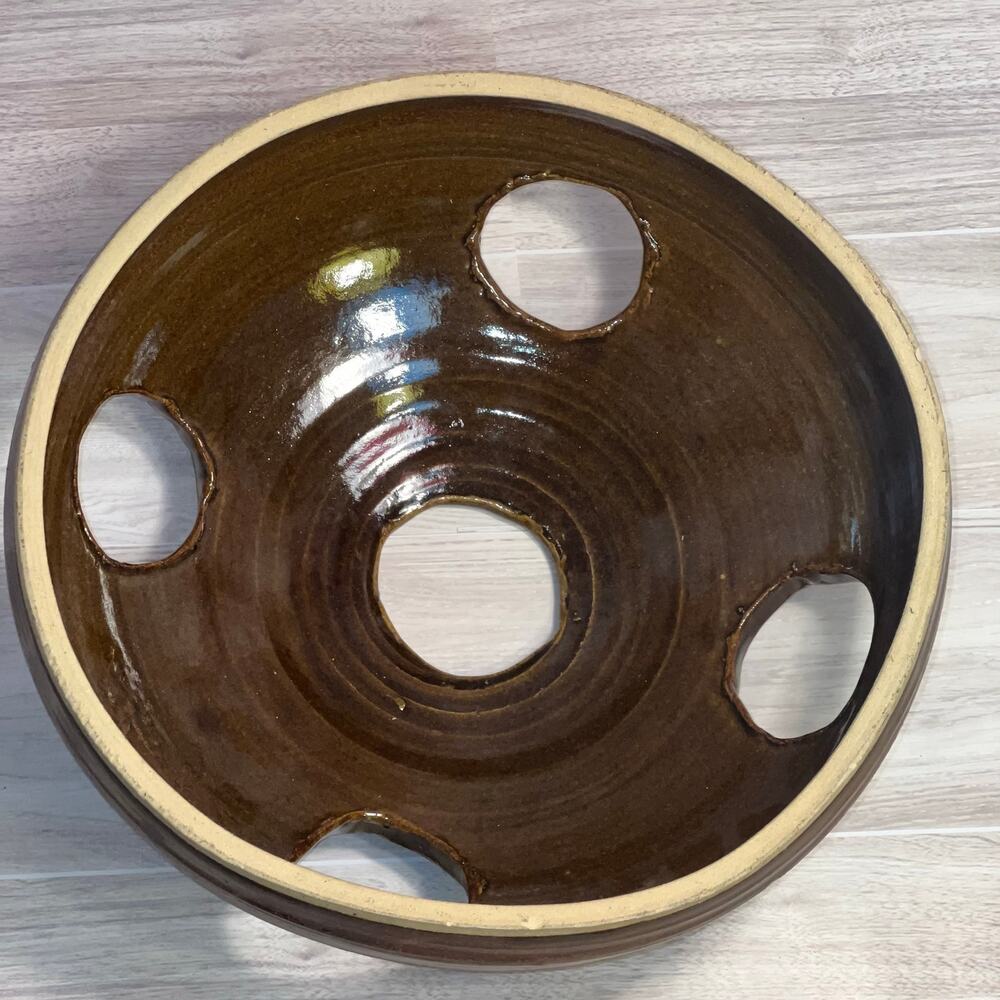 One Of A Kind Handmade Hand-Thrown An Hand Carved 9 Inch Orchid Pot Planter Bowl